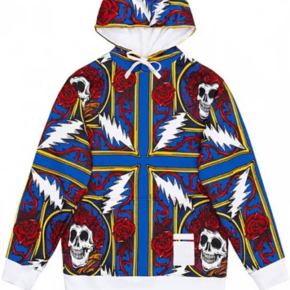 Chinatown Market x The Grateful Dead Border Bandana Hoodie, Skulls Men's Medium